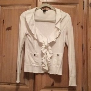 White ruffle sweater